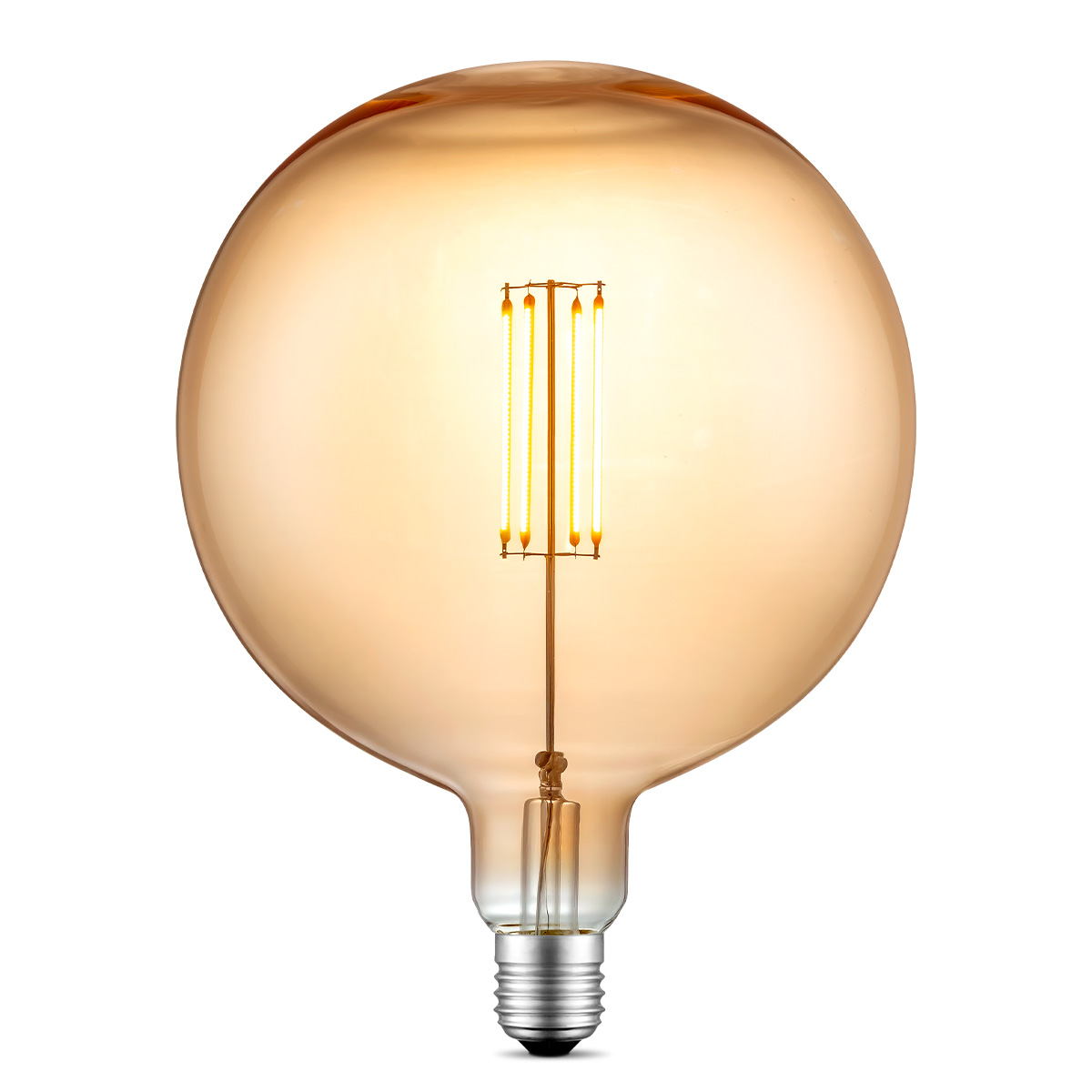 Edison Vintage LED filament lichtbron Carbon - Amber - G180 Global - Retro LED lamp - 18/18/23cm - geschikt voor E27 fitting - Dimbaar - 4W 400lm 2700K - warm wit licht